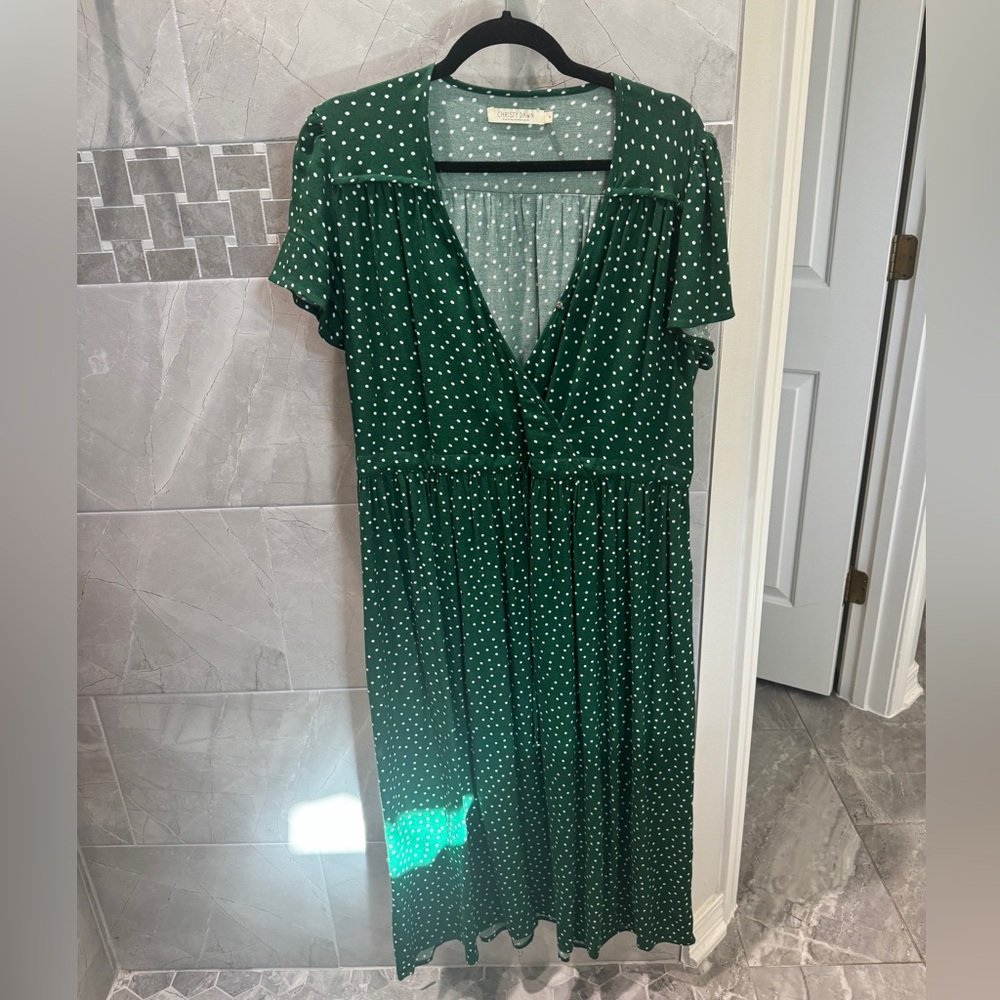 Christy Dawn Green Polka Dot Maxi Dress